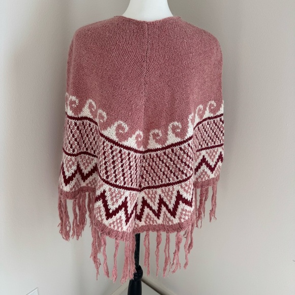 Max Studio Knit Poncho Boho Folk Retro Festival Artisan O/S - Picture 2 of 11